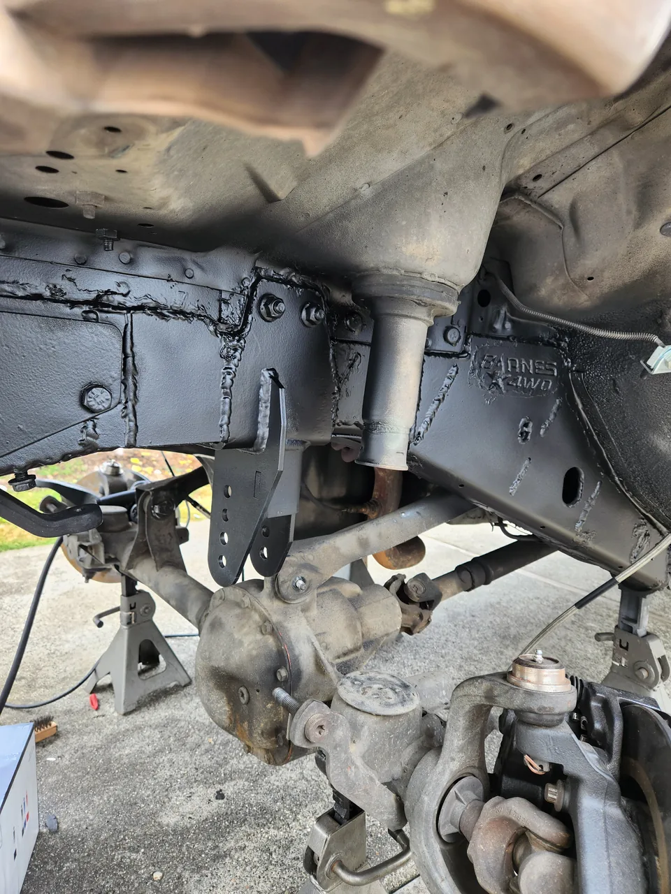 Ford Bronco frame repair finished and painted to keep rust away