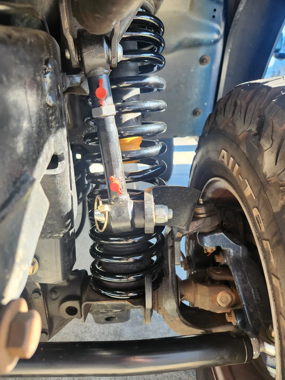 New coil spring and shock absorber installed