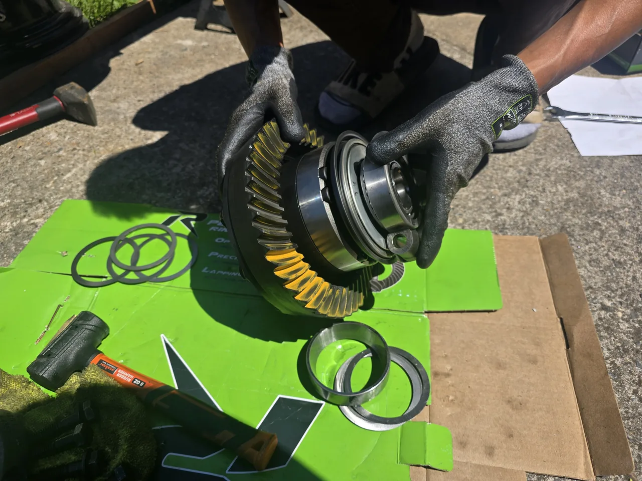 Differential carrier assembled with a new ring gear