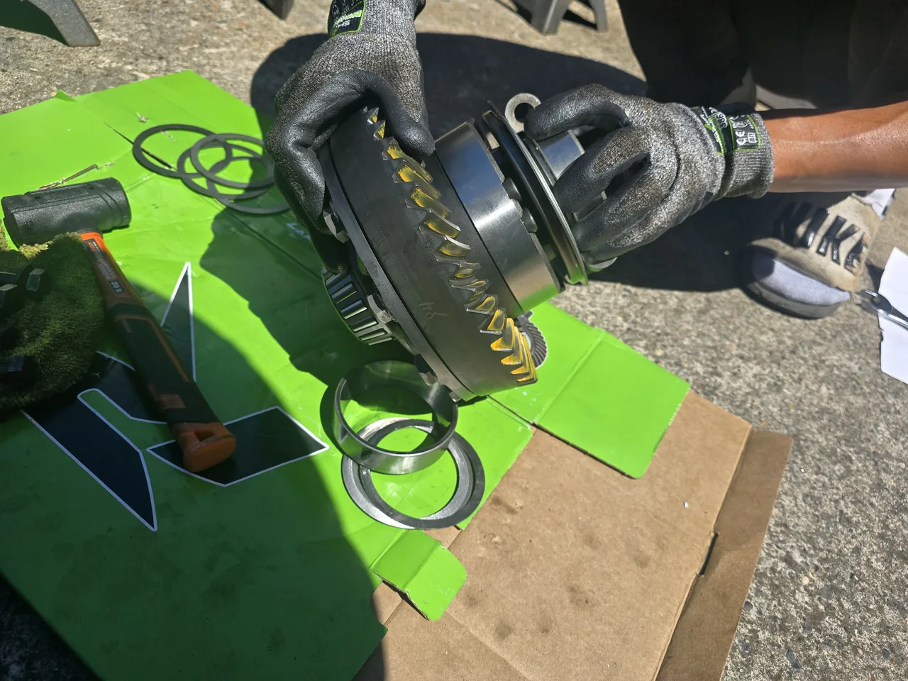 Installing pinion bearings during a differential gear swap